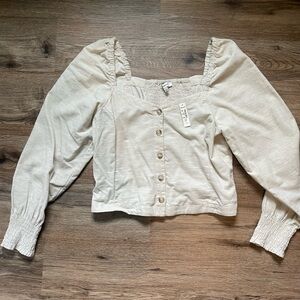 Madewell Corduroy Sweetheart Smocked-back Top